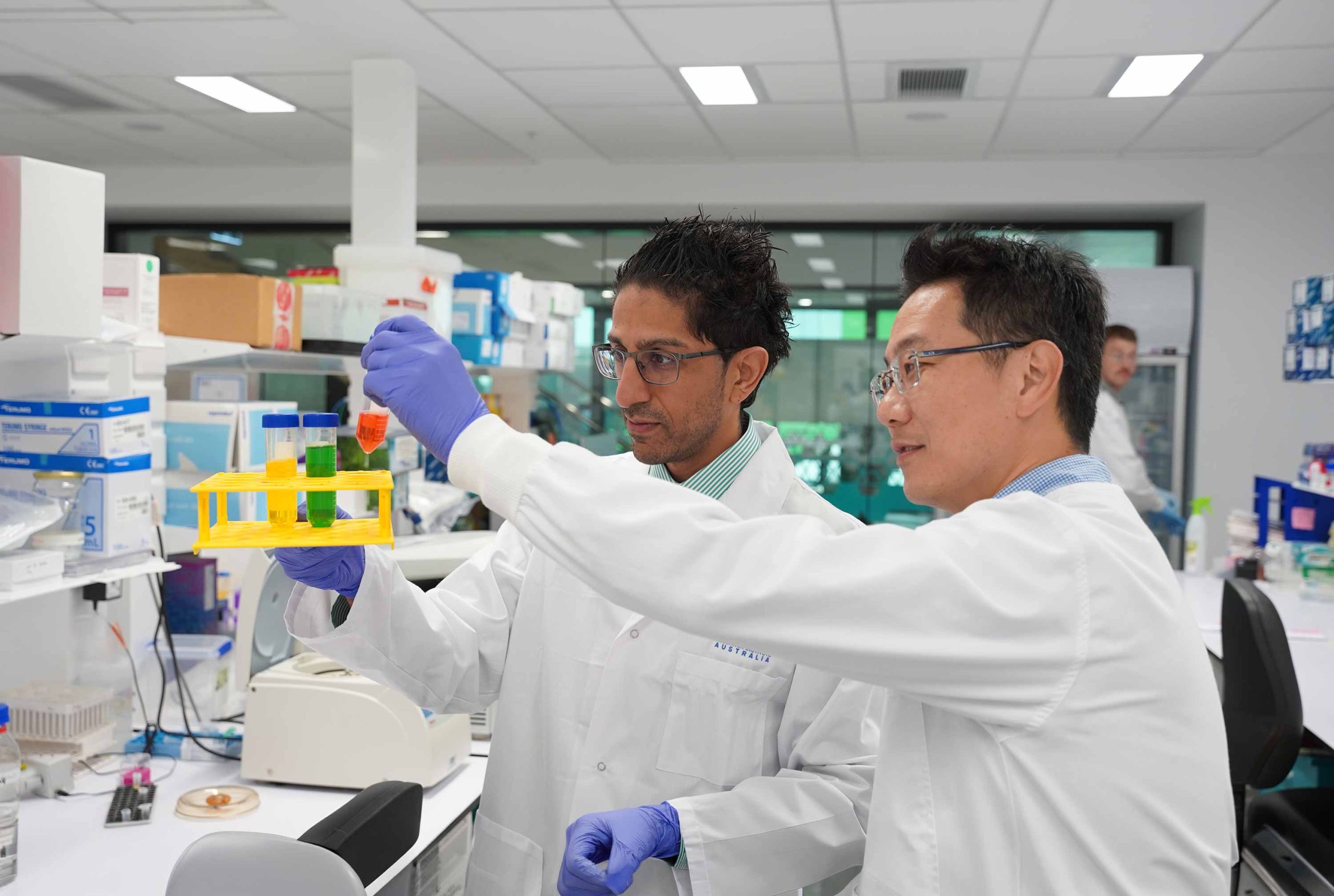 Two technicians in a lab